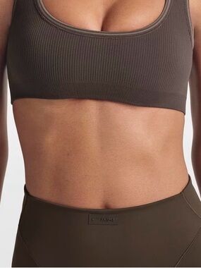 Skims Ribbed Seamless Micro Scoop Bra color is Phoenix Truffle Size M
